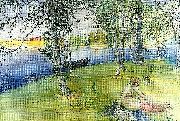 Carl Larsson nakenmodell pa bullerholmen-sommardag oil painting on canvas